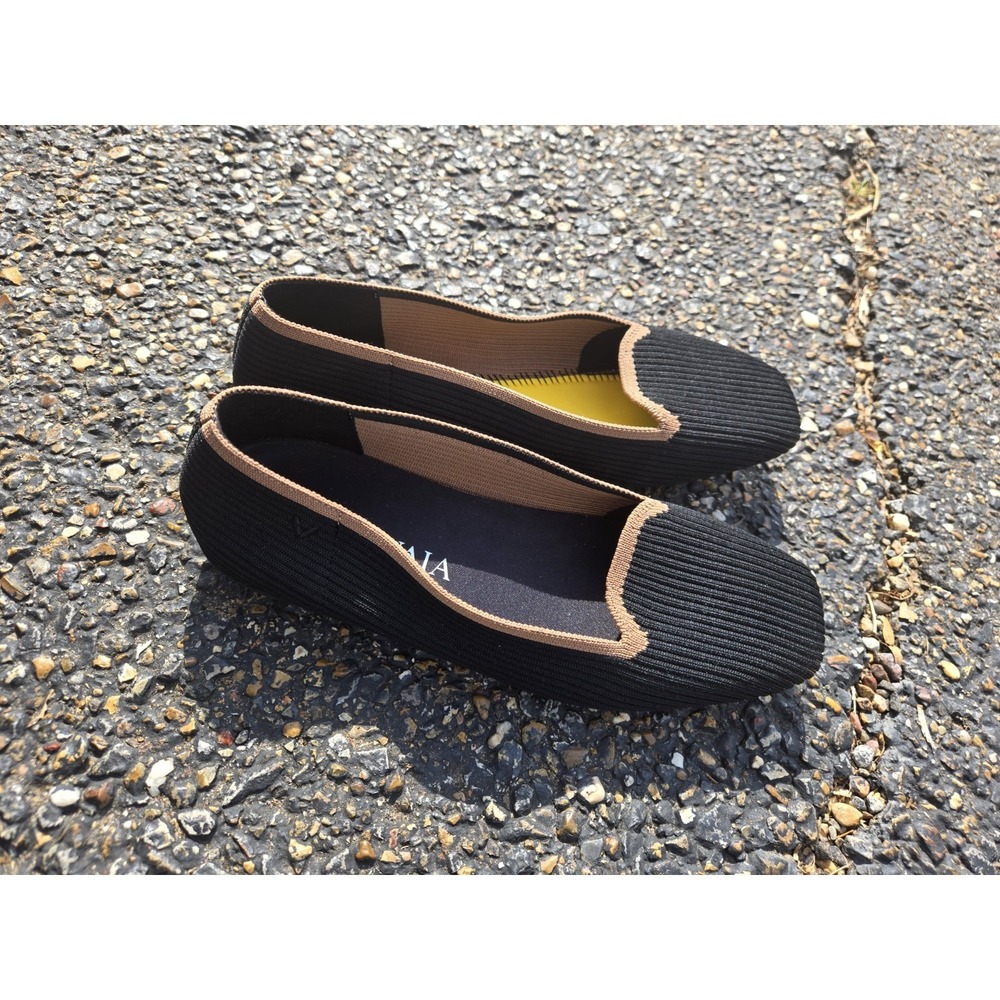 Vivaia Black Knit Ballet Flats Women EU 37 Breathable Comfort Slip On Shoes